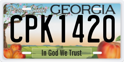 GA license plate CPK1420