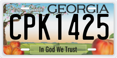 GA license plate CPK1425