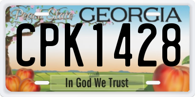 GA license plate CPK1428