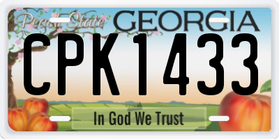 GA license plate CPK1433