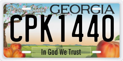 GA license plate CPK1440