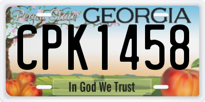 GA license plate CPK1458