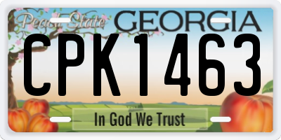 GA license plate CPK1463