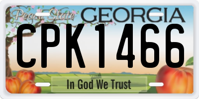 GA license plate CPK1466