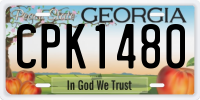 GA license plate CPK1480