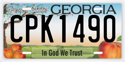 GA license plate CPK1490