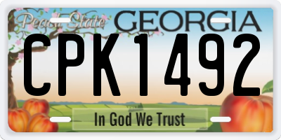 GA license plate CPK1492