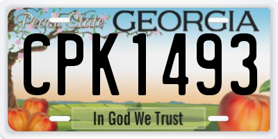 GA license plate CPK1493