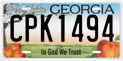 GA license plate CPK1494