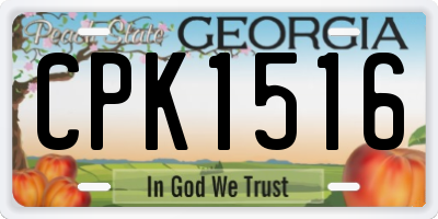 GA license plate CPK1516