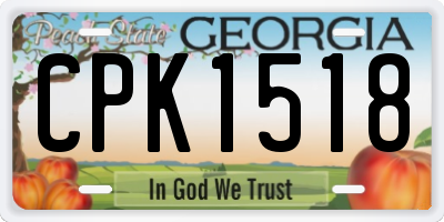 GA license plate CPK1518