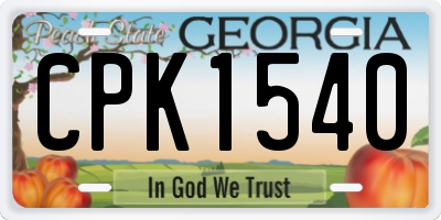 GA license plate CPK1540