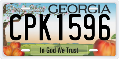 GA license plate CPK1596