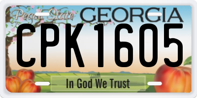 GA license plate CPK1605