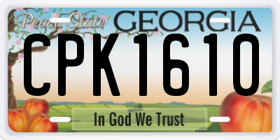 GA license plate CPK1610