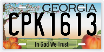 GA license plate CPK1613