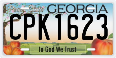 GA license plate CPK1623