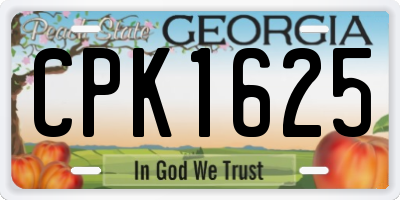 GA license plate CPK1625
