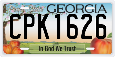 GA license plate CPK1626