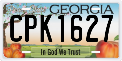 GA license plate CPK1627