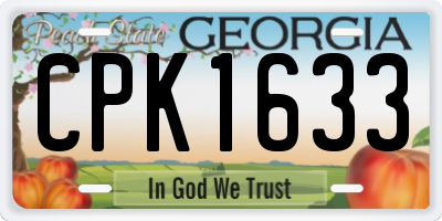 GA license plate CPK1633
