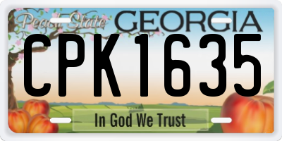 GA license plate CPK1635