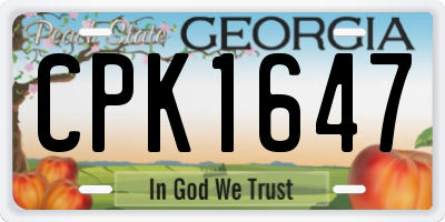 GA license plate CPK1647