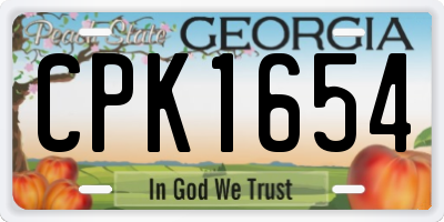GA license plate CPK1654