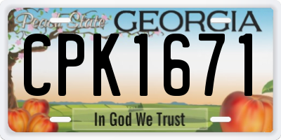 GA license plate CPK1671