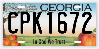GA license plate CPK1672