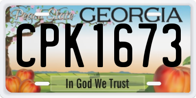 GA license plate CPK1673