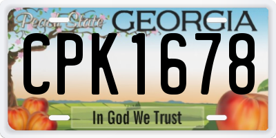 GA license plate CPK1678