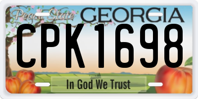 GA license plate CPK1698
