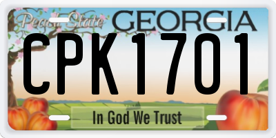 GA license plate CPK1701