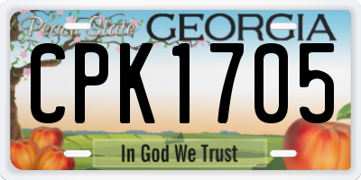 GA license plate CPK1705