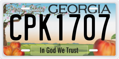 GA license plate CPK1707