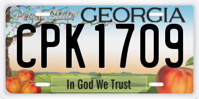 GA license plate CPK1709