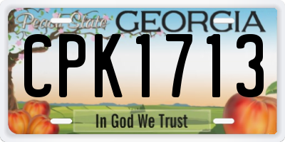 GA license plate CPK1713