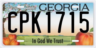 GA license plate CPK1715