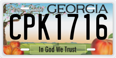 GA license plate CPK1716