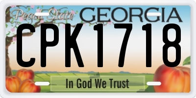 GA license plate CPK1718