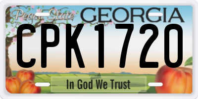 GA license plate CPK1720