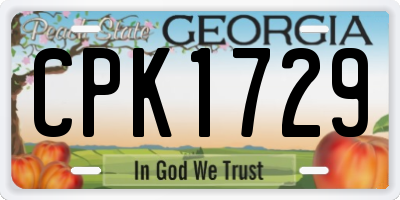 GA license plate CPK1729