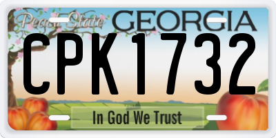 GA license plate CPK1732