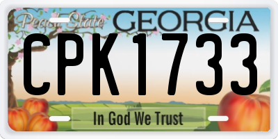 GA license plate CPK1733