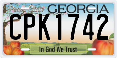 GA license plate CPK1742