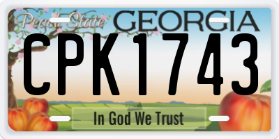 GA license plate CPK1743