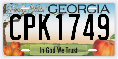 GA license plate CPK1749