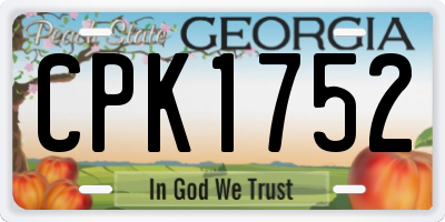 GA license plate CPK1752