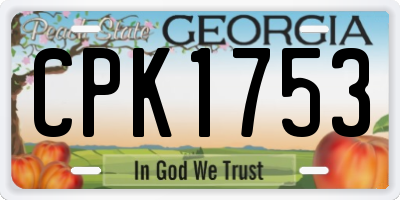 GA license plate CPK1753